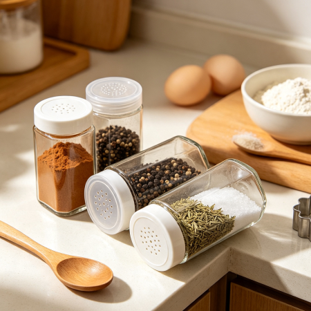 Transparent Spice Jars With Shaker Top Lids