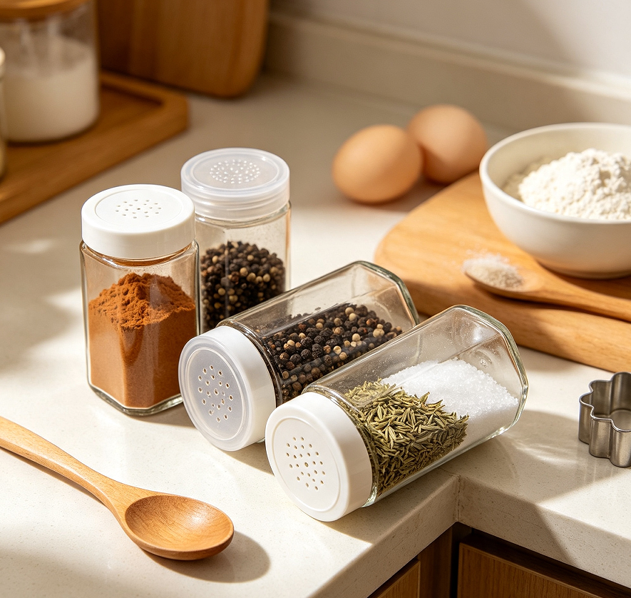 Transparent Spice Jars With Shaker Top Lids